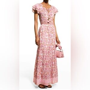 Pink Floral Tie-Front Maxi Dress